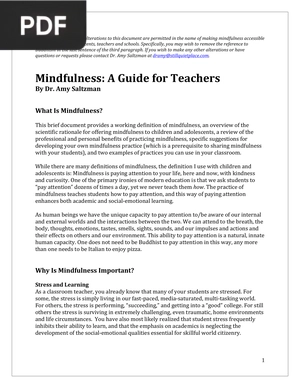 Mindfulness A Guide for Teachers