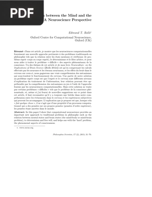 On the Relation between the Mind and the Brain A Neuroscience Perspective