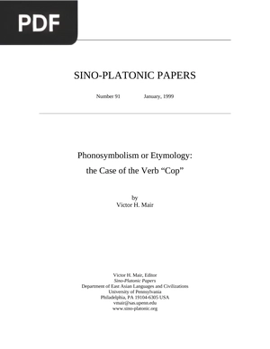 Phonosymbolism or Etymology the Case of the Verb Cop