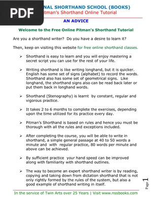 Pitmans Shorthand Online Tutorial