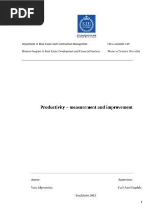 Productivity – measurement and improvement