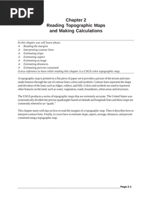 Reading Topographic Maps and Making Calculations