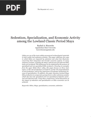 Sedentism, Specialization, and Economic Activity Among the Lowland Classic Period Maya