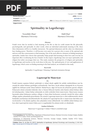 Spirituality in Logotherapy