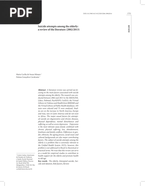 Suicide Attempts Among the Elderly a Review of the Literature