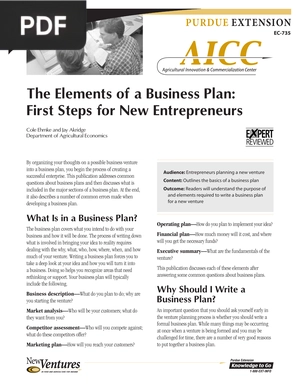 The Elements of a Business Plan First Steps for New Entrepreneur