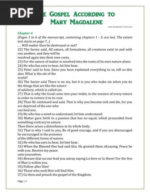 The Gospel According to Mary Magdalene