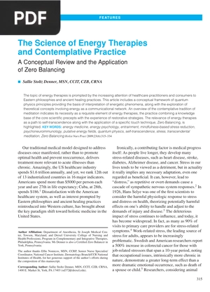 The Science of Energy Therapies and Contemplative Practice