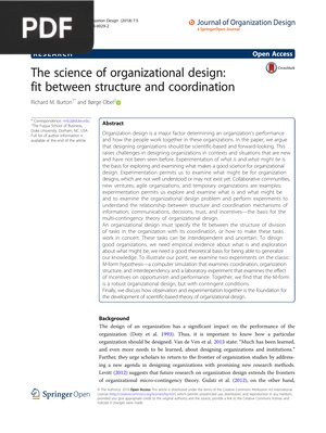 The science of organizational design: fit between structure and coordination