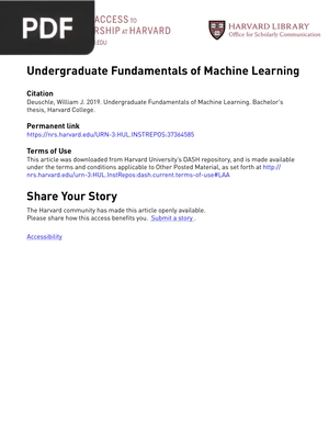 Undergraduate Fundamentals of Machine Learning