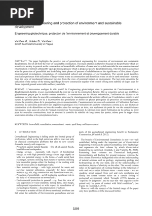 Geotechnical engineering and protection of environment and sustainable development