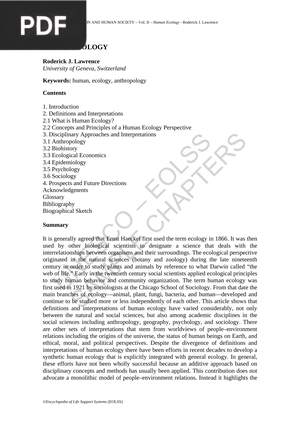 Human Ecology (Article)