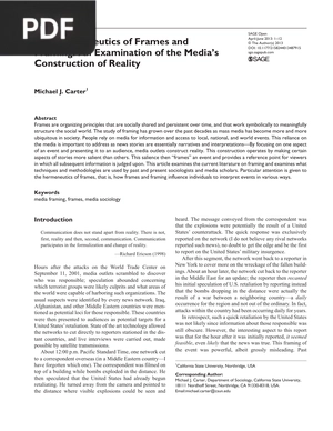 The Hermeneutics of Frames and Framing: An Examination of the Media’s Construction of Reality