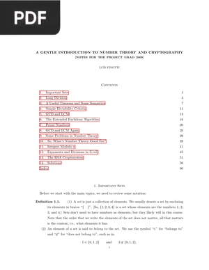 A gentle introduction to number theory and cryptography