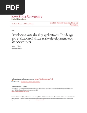 Developing virtual reality applications: The design and evaluation of virtual reality development tools for novice users.