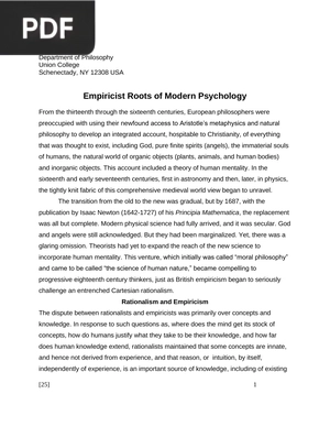 Empiricist Roots of Modern Psychology