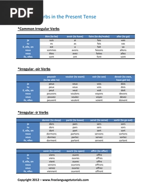 Irregular Verbs in the Present Tense (Article)