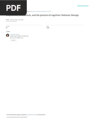 Empiricism, mechanism, and the practice of cognitive-behavior therapy