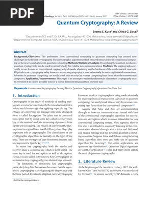 Quantum Cryptography: A Review (Article)