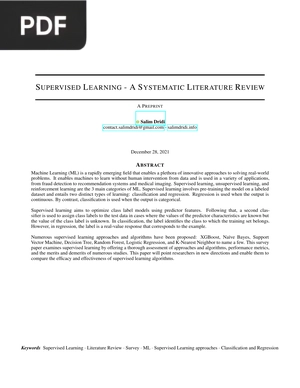 Unsupervised learning - a systematic literature review