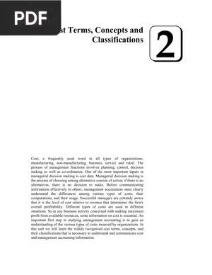 Cost Terms Concepts and Classifications