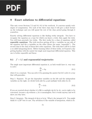 Exact Solutions to Differential Equations
