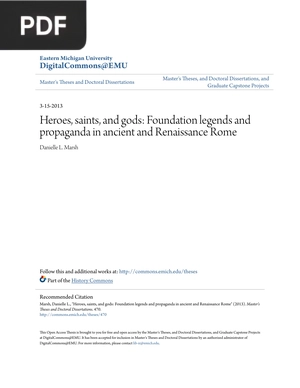 Heroes Saints and Gods Foundation Legends and Propaganda in Ancient and Renaissance Rome