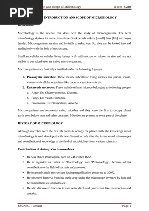 Introduction and Scope of Microbiology
