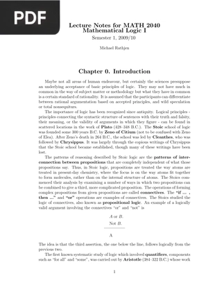 Mathematical Logic I