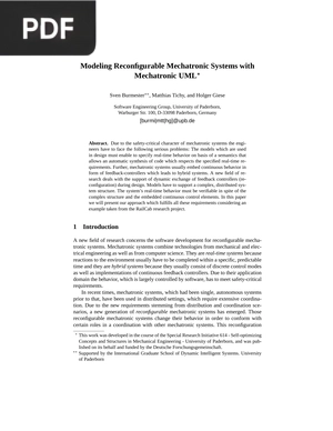 Modeling Reconfigurable Mechatronic Systems with Mechatronic UML