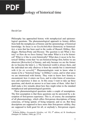 Phenomenology of historical time