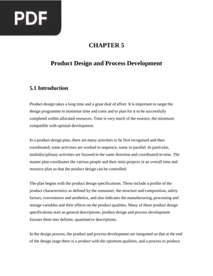 Product Design and Process Development