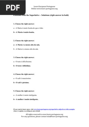 Superlative adjectives with examples – solutions