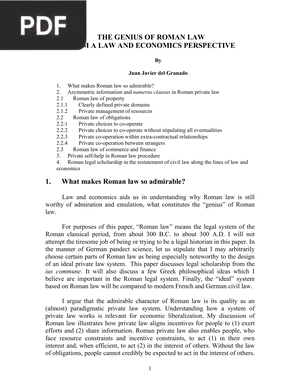The Genius of Roman Law From a Law and Economics Perspective