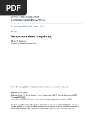 The evolutionar olutionary basis of logother y basis of logotherapy