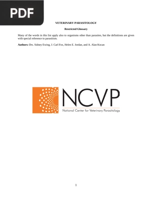 Veterinary Parasitology Restricted Glossary