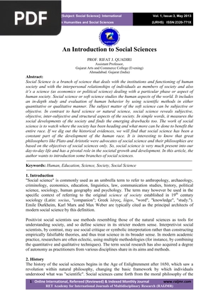 An Introduction to Social Sciences (Article)