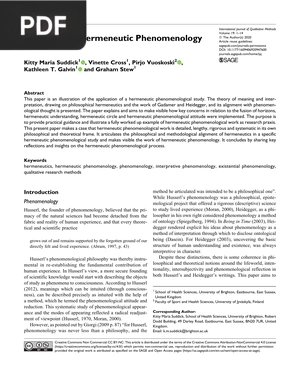 The Work of Hermeneutic Phenomenology