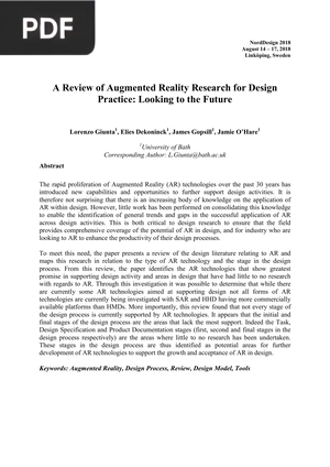 A Review of Augmented Reality Research for Design Practice - Looking to the Future