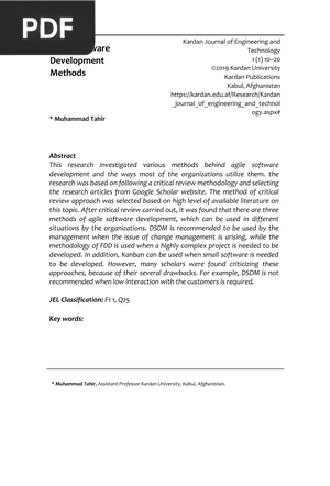 Agile Software Development Methods