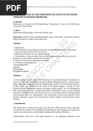 Basic Biological And Therapeutic Effects Of Ozone Therapy In Human Medicine (Article)