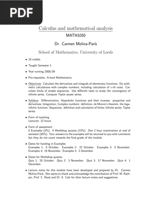 Calculus and mathematical analysis