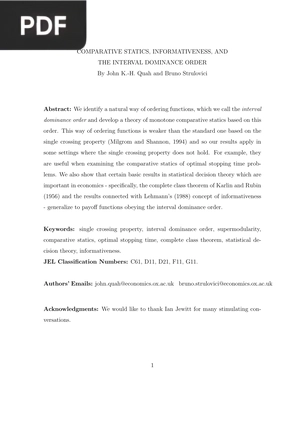 Comparative Statics, Informativeness, and the Interval Dominance Order