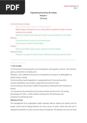 Engineering Economics and Costing