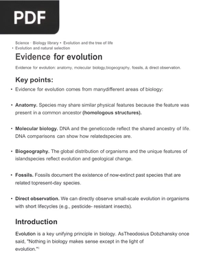Evidence for Evolution