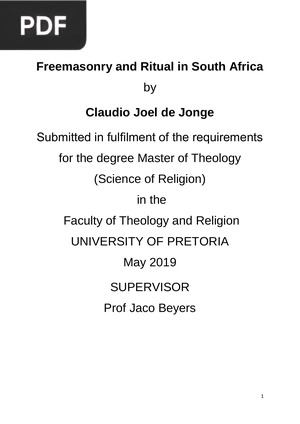 Freemasonry and Ritual in South Africa