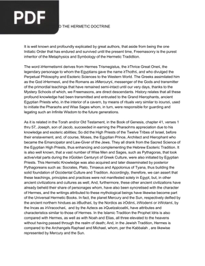 Freemasonry and the hermetic doctrine