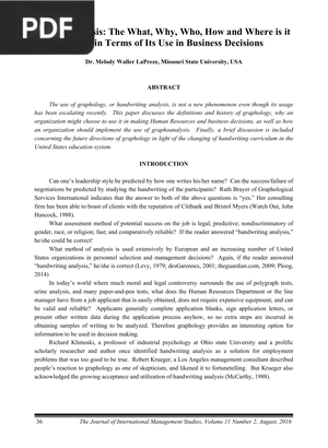 Graphoanalysis The What Why Who How and Where is it Going in Terms of Its Use in Business Decisions