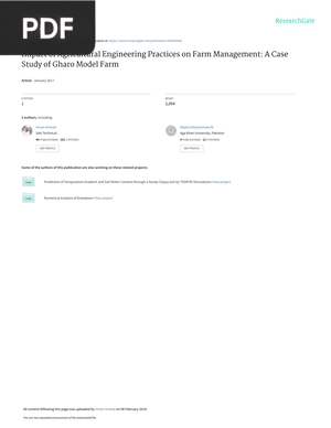 Impact of Agricultural Engineering Practices on Farm Management - A Case Study of Gharo Model Farm (Article)