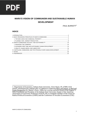 Marx's Vision of Communism and Sustainable Human Development